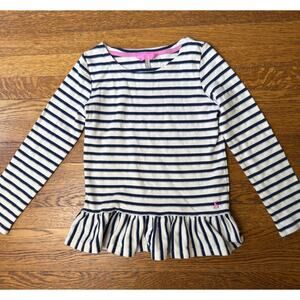 Joules Girls' Blue Striped Peplum Top Size 9-10